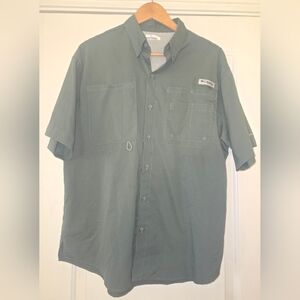 Columbia Men's PFG Olive Button-Down Short Sleeve Shirt Size M